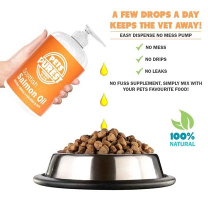 Pets Purest Scottish Salmon Oil - Natural Omega 3 for Dogs & Cats