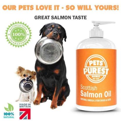 Pets Purest Scottish Salmon Oil - Natural Omega 3 for Dogs & Cats