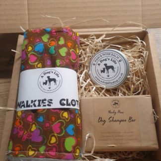 Pamper Gift Set - Balm, Shampoo Bar, Muddy Paw Cloth - Multi Hearts