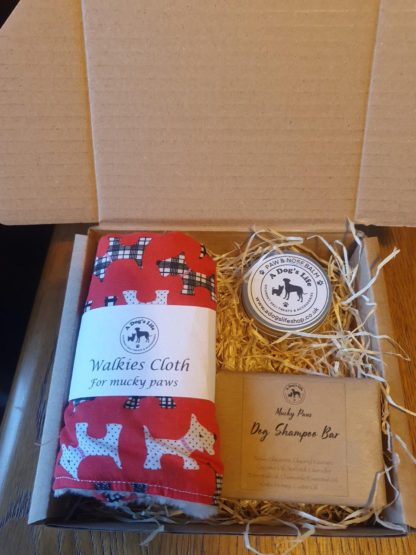 Pamper Gift Set - Balm, Shampoo Bar, Muddy Paw Cloth - Scotties