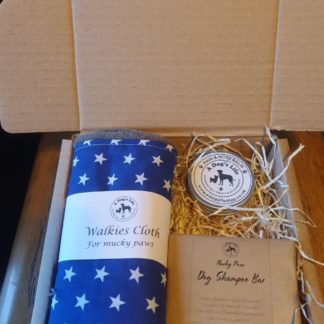 Pamper Gift Set - Balm, Shampoo Bar, Muddy Paw Cloth - Blue Stars