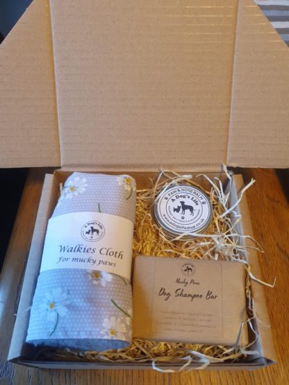 Pamper Gift Set - Balm, Shampoo Bar, Muddy Paw Cloth - Daisy