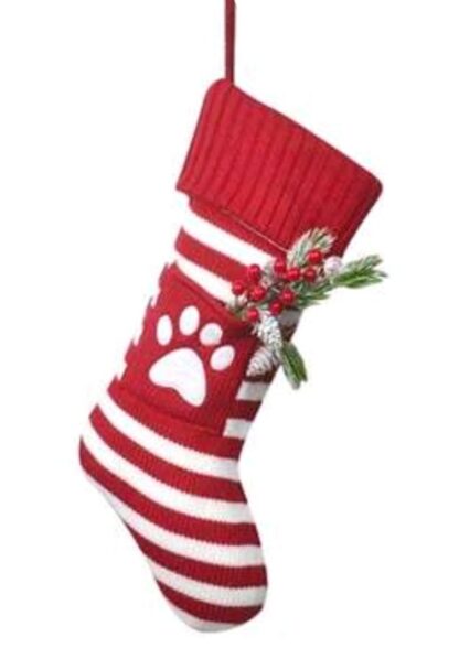 Christmas Knitted Large Stocking - Paw Print